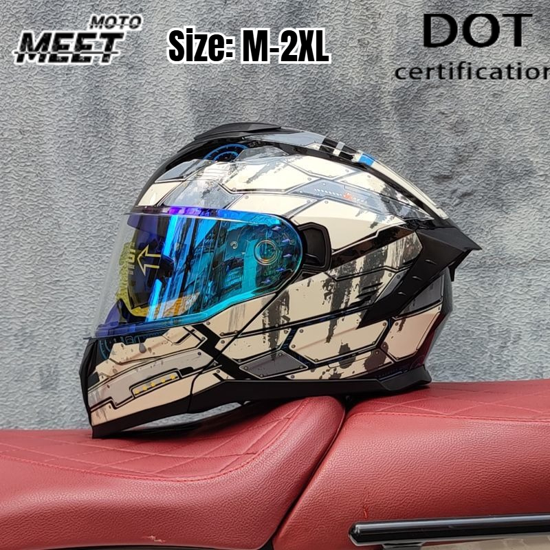 Dual Visor Motorcycle Racing Helmet - Unisex motorhelm voor volledige gezichtsbescherming, met