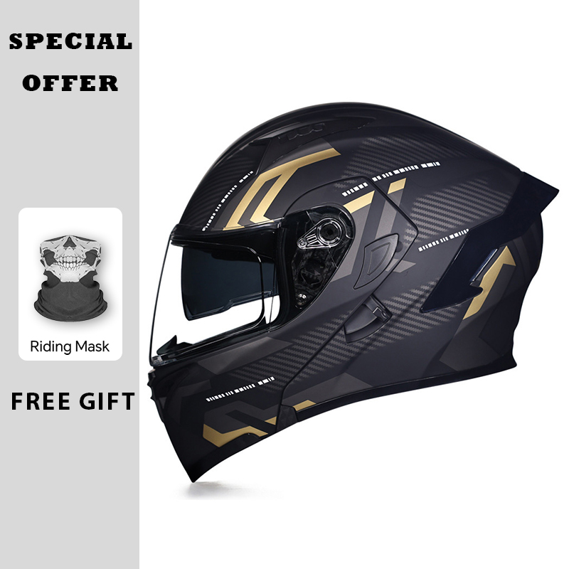 Dual Visor Motorcycle Racing Helmet - DOT goedgekeurde motorfiets opklaphelm dubbele lens
