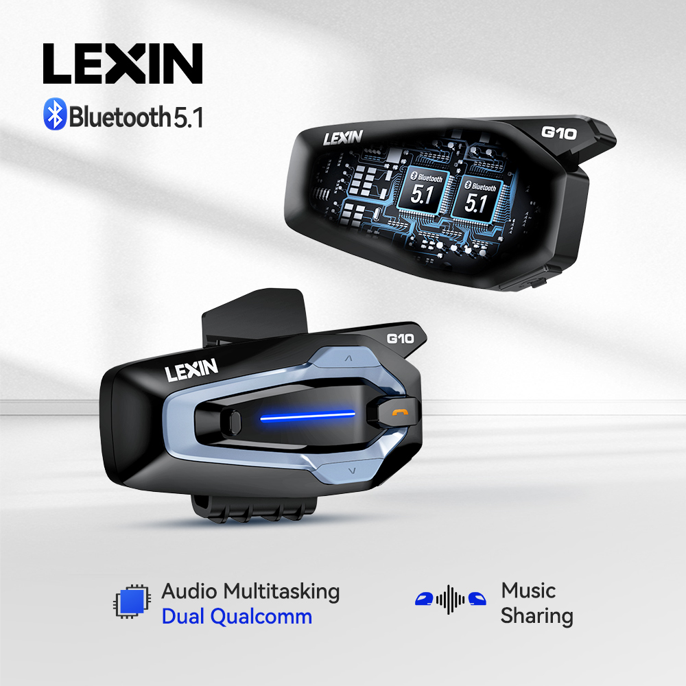 Full Face Motorcycle Helmet With Bluetooth - NEW-LEXIN G10 Motorhelm Intercom, 8 Rijders