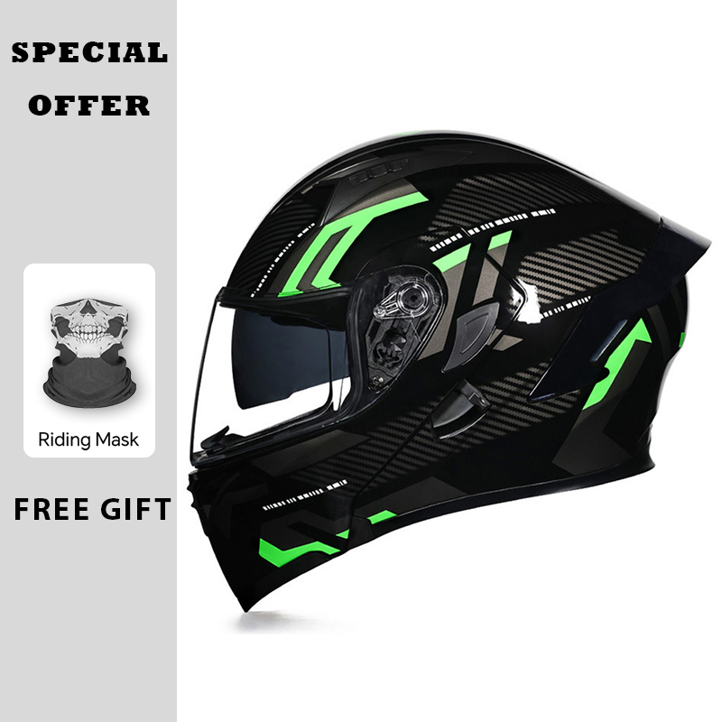 DOT goedgekeurde motorfiets op - Dual Visor Motorcycle Racing Helmet recensie en prijs