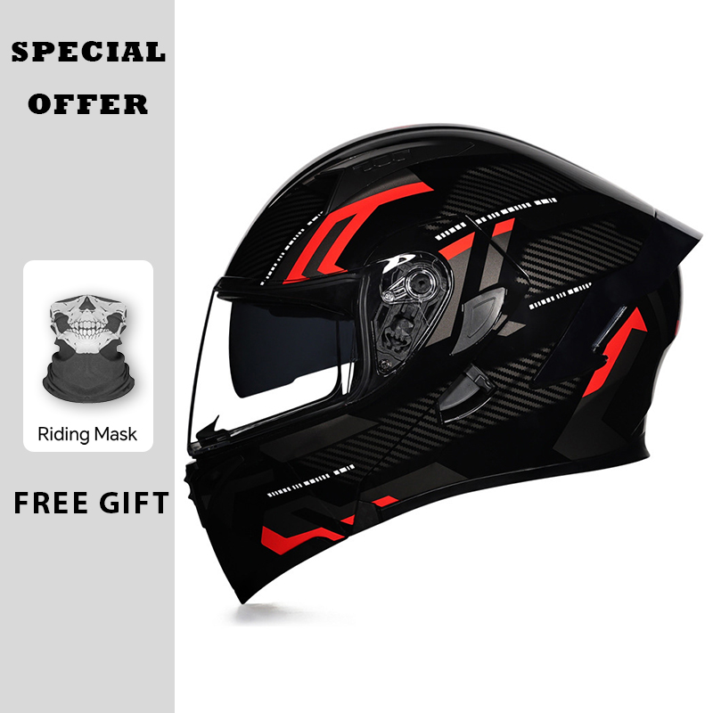 DOT goedgekeurde motorfiets op - Dual Visor Motorcycle Racing Helmet recensie en prijs